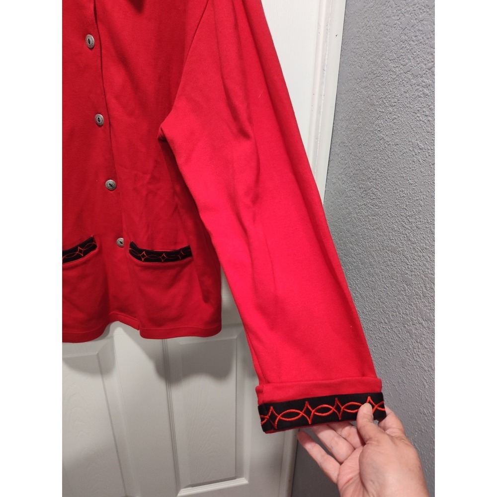 Talbots Women's Cotton Red Blazer Jacket‎ Cardigan Coat Button Pockets, Sz Large - Picture 8 of 10